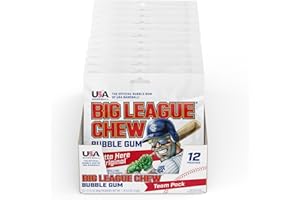 Big League Chew Outta Here Original Bubble Gum - Classic Ballpark Flavor | Perfect for Baseball Games, Teams, Concessions, Parties, and More | Pack of 12 Bags (2.12oz Each)