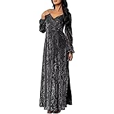 benoui Floral Velvet Winter Wedding Guest Dresses Fall Long Sleeves Maxi Formal Bridesmaid Dress
