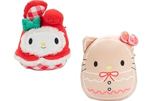Squishmallows 8" Hello Kitty & My Melody Christmas Plush 2-Pack - Officially Licensed Kellytoy Plush - Collectible Soft & Squishy Holiday Stuffed Animal Toy - Gift for Kids, Girls & Boys - Set of 2