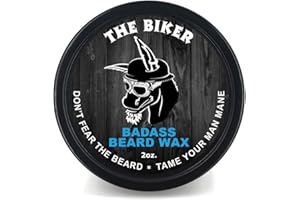 Badass Beard Care Beard Wax for Men - The Biker Scent, 2 oz - Softens Beard Hair, Leaves Your Beard Looking and Feeling More Dense