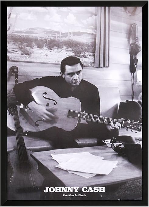 Amazon Com Johnny Cash The Man In Black Framed Poster Print 24x36 On A Black Frame Made In Usa Posters Prints
