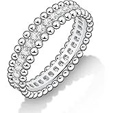 DMSF Moissanite Wedding Band for Women Full Eternity Band 925 Sterling Silver Round Cut D Color VVS1 Moissanite Stackable Wedding Anniversary Ring