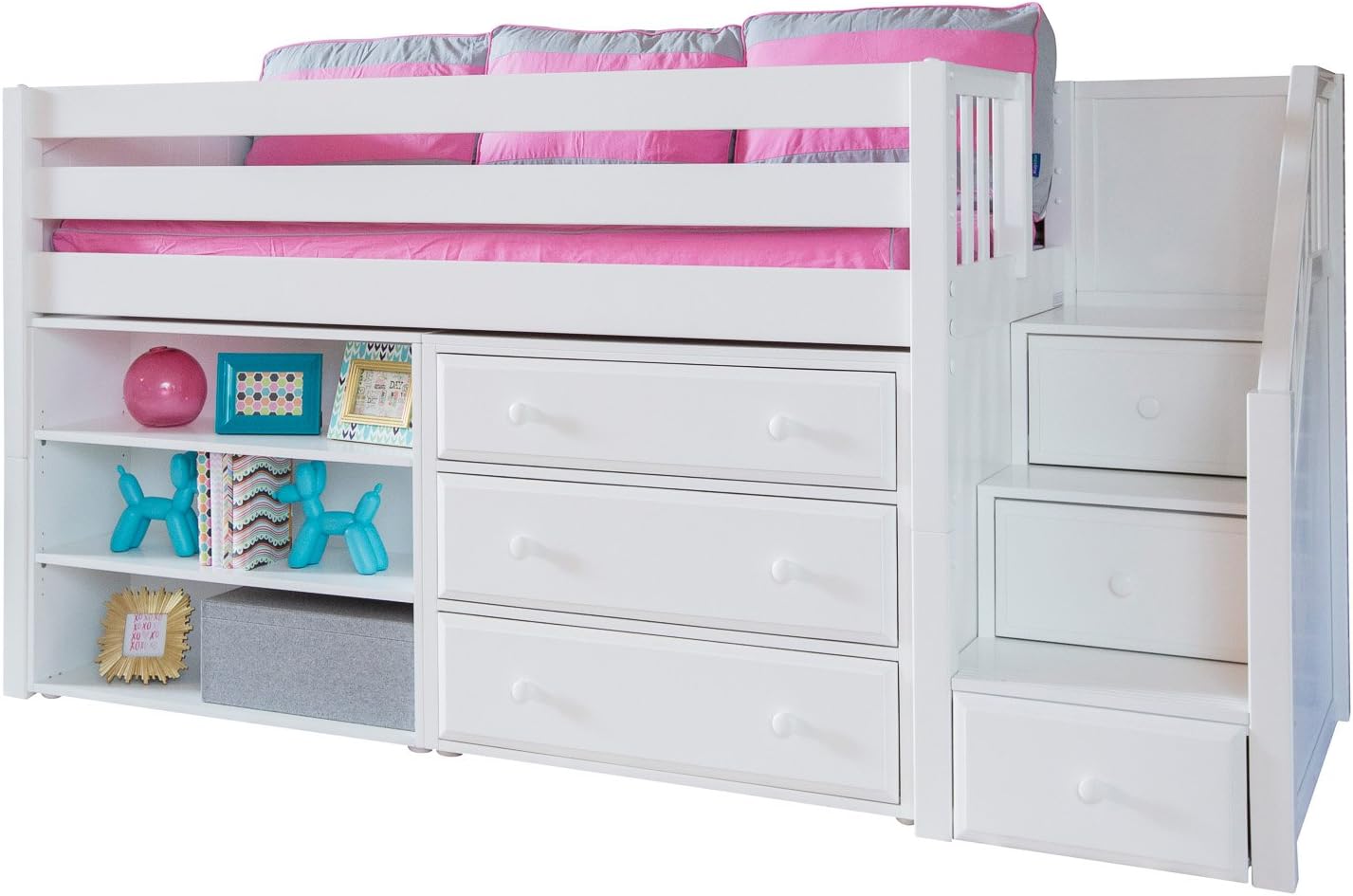 Amazon Com Maxtrix Solid Hardwood Twin Size Low Loft Bed With