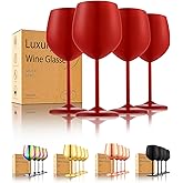 UNISWEET Stainless Steel Wine Glasses Set of 4 Unbreakable Wine Glass 18 oz Unique Metal Wine Goblets for Outdoor, Travel, Camping, Pool, Ideal Gift for Wine Lovers (Matte-Red)