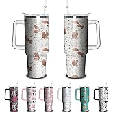 Kearscupra 40oz Squirrel Tumbler with Handle and Straw, Stainless Steel Insulated Cup with Lid and Straw, Travel Coffee Mug Water Bottle, Birthday Mothers Day Gifts for Women Men Animal Lovers