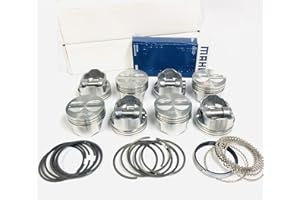 IE PARTS GROUP Set of 8 Cast Flat Top Pistons and Cast Rings combo compatible with 1967-85 Chevrolet Chevy SBC 350 5.7L. +.030 over size or 4.030" Bore Diameter