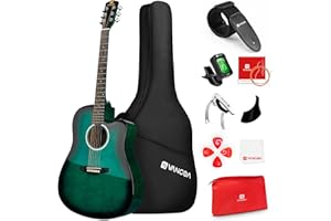 Vangoa Acoustic Guitar, 41 inch Full Size Cutaway Acoustic Guitar Kit with Padded Case, Tuner, Strap, Picks, Capo, Extra Stri