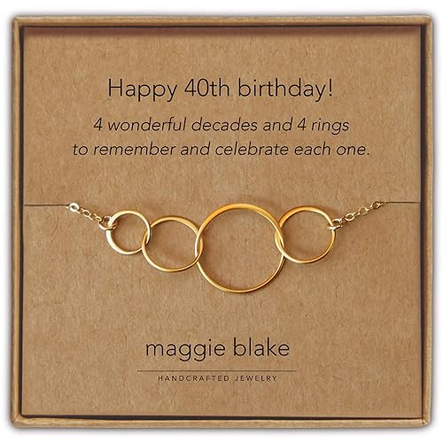 Amazon Com 40th Birthday Gifts For Women 4 Ring Gold Necklace Bday For Her Handmade
