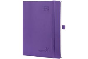 POPRUN Planner 2024-2025 (6.5'' x 8.5'') Academic Year Calendar (July 2024 - June 2025) with Hourly Time Slots, 2024 Weekly Planner for time Management, Leather Soft Cover - Purple