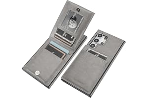 KIHUWEY for Samsung Galaxy S24 Ultra Case Wallet with Credit Card Holder, Flip Premium Leather Magnetic Clasp Kickstand Heavy Duty Protective Cover for Samsung Galaxy S24 Ultra 6.8" (Gray)