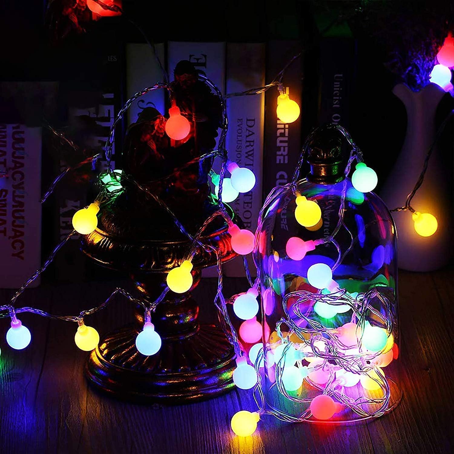 Fairy Festoon Lights with Remote Control 50 LEDs Multi Colored Globe String Lights Battery Powered 10M 8 Modes Waterproof Decorative Lights for Indoor Outdoor Party Home Garden Patio Bar Restaurant