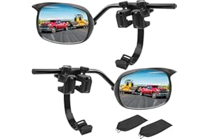 PANOYU Universal Clip on Towing Mirrors Extensions for Towing Side Mirror Extenders for Towing with RainGuard, Adjustable Convex Towing Mirrors Pair for Trailer Truck Car RV