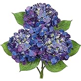 3Pcs Purple Hydrangea Artificial Flowers 19.7 in Real Touch Faux Hydrangea Stems Silk Flowers with Stems Fake Purple Flowers Bouquet for Floral Arrangements Table Centerpieces Wedding Home Decor