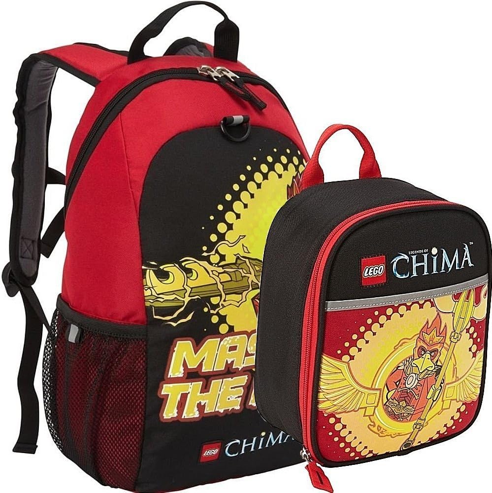 Lego Chima Master the Fire Backpack and Lunch Box Bag Set Kit