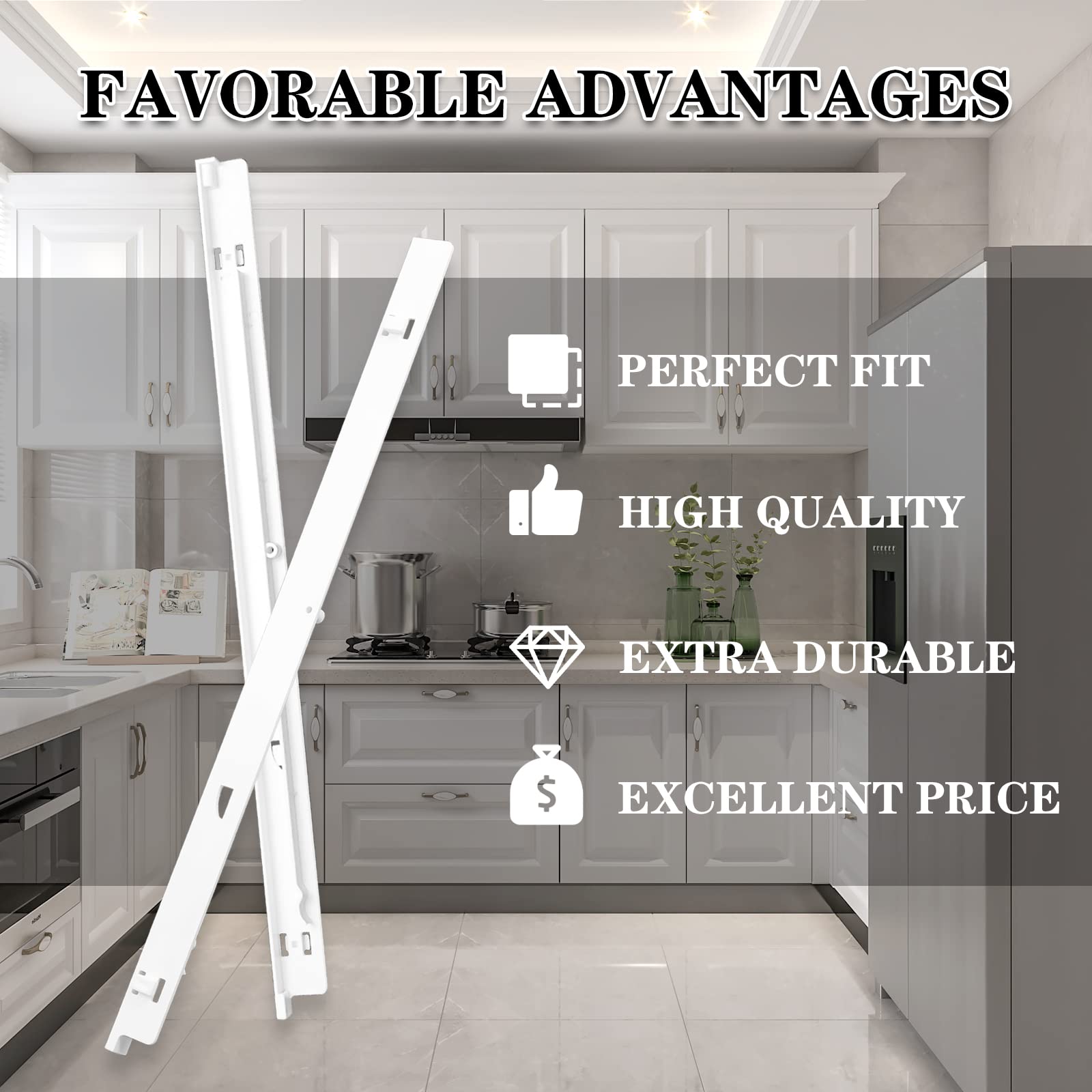 240530601 (Left) & 240530701 (Right) Refrigerator Pan Hangers Replacement, Drawer Slide Support Rail Fit for Frigi-daire and Ken-more Refrigerators Replaces# 240460401 240460501