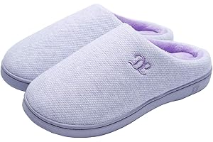 DL Womens Memory Foam Slippers, Cozy Slip on House Slippers for Women Indoor Outdoor, Comfy Women's Bedroom Slippers Warm Soft Flannel Lining Home Slippers Size 5-12 Purple Blue Pink Grey Navy Black