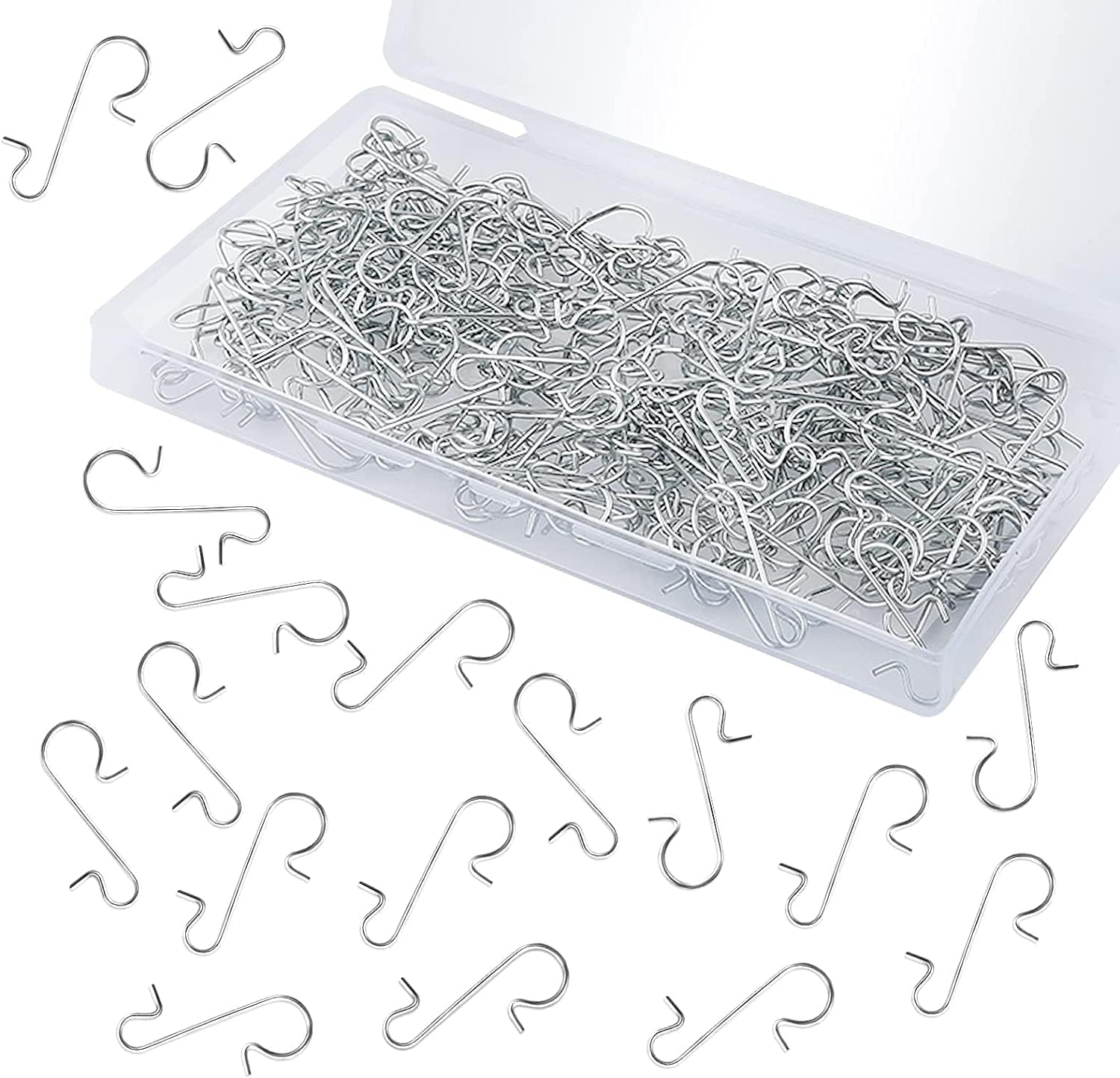 Ornament Hooks - Aixoom 200 Pcs Christmas Ornament Hooks, Christmas Ornament Hangers Metal Wire Small Hooks S-Shaped with Storage Box for Christmas Tree Party Balls Decoration(Silver)