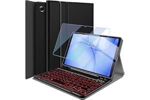 Wineecy Backlit Keyboard Case for Galaxy Tab A11+ Plus/A9+ Plus 5G 11 Inch 2025/2023 with Screen Protector, 7 Colors Light De