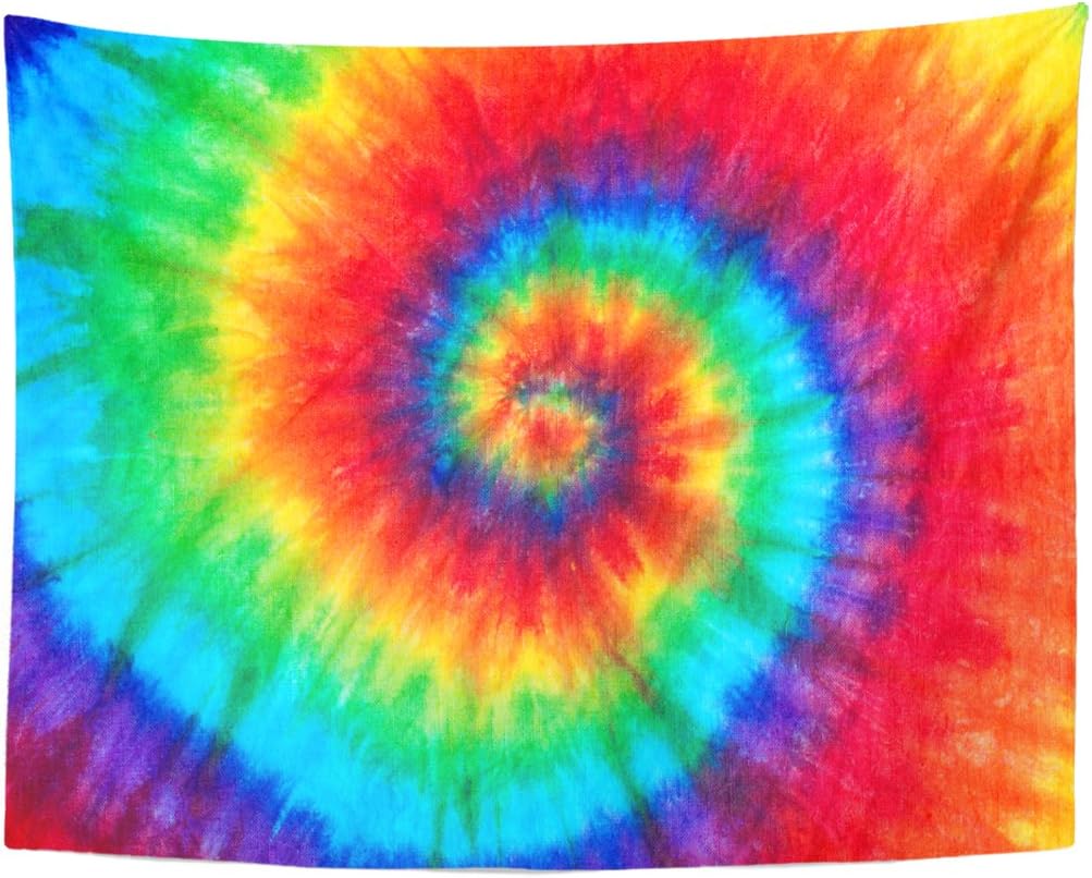 Tapestries - Emvency Tapestry Colorful Rainbow Spiral Tie Dye Pattern Color Dyed Batik Home Decor Wall Hanging for Living Room Bedroom Dorm 60x80 Inches