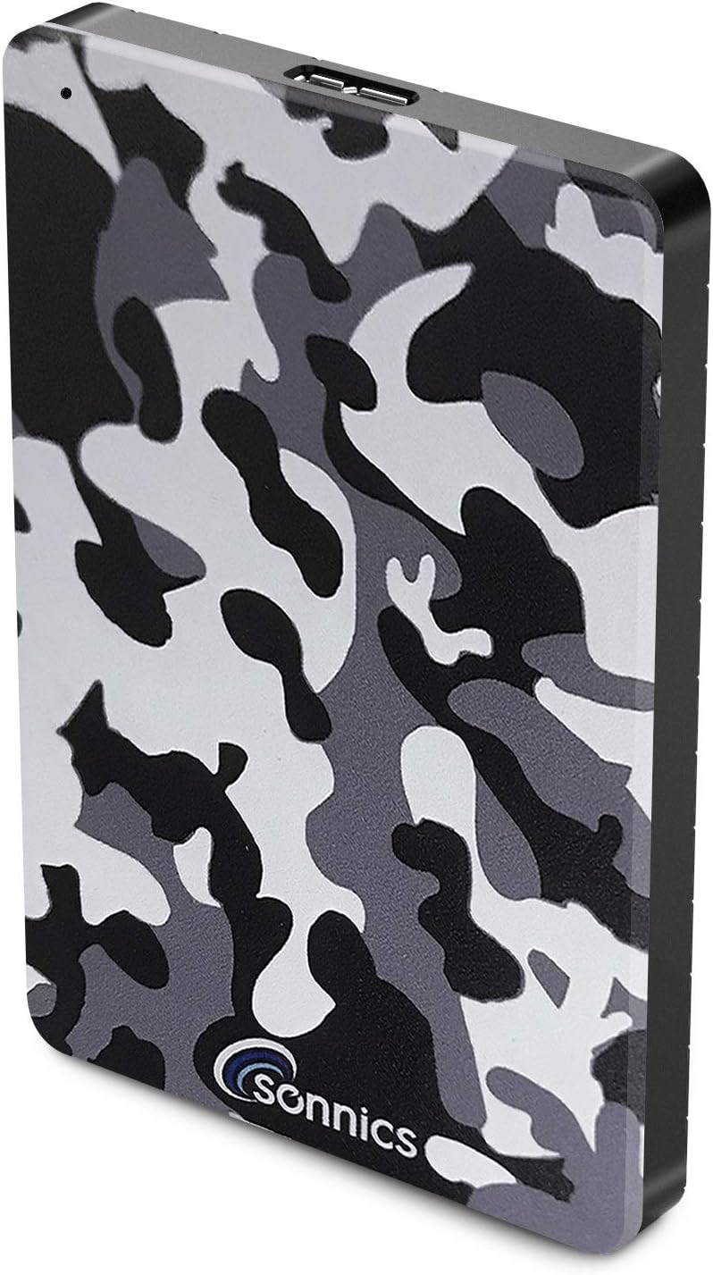 Sonnics 320GB Grey Camo Portable External Hard Drive USB 3.0 PS4 Xbox PC Mac