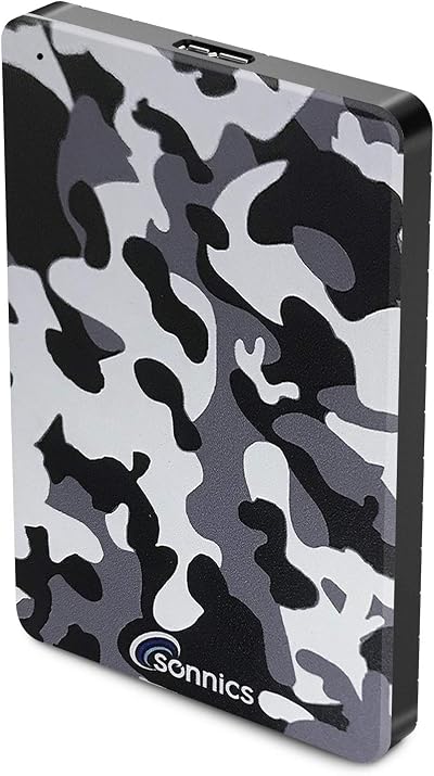 Sonnics 1TB External Portable Hard Drive USB 3.0 Grey Camouflage