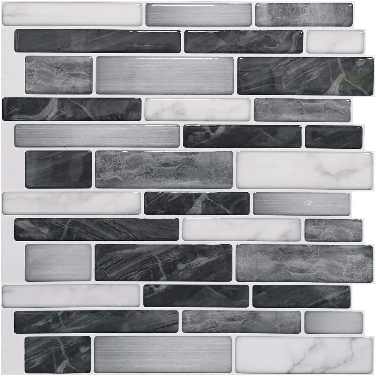 Art3d 10 Sheets Premium Self-Adhesive Kitchen Backsplash Tiles in Marble, 30x30cm Marble Wall Tiles for Kitchen Living Room Bathroom Bedroom Splashback