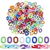 SOFPLATE 300Pcs Acrylic Chain Link Rings Random Candy Colours Opaque Oval Linking Rings Open Oval Quick Connectors Accessories for DIY Purse Eyeglass Bag Chain Phone Keychain Jewellery Craft Making