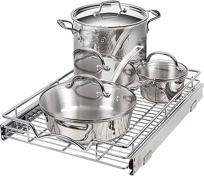 Amazon Com Pull Out Drawer Cabinet Organizer Heavy Duty Slide Out Kitchen Cabinet Storage Shelves Sliding Drawer For Cabinet 14 W X 21 D Requires At Least A 15 Cabinet Opening Wire Frame