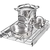 Amazon Com Richards Homewares Pull Out Drawer Cabinet Organizer Slideout Pots And Pans Sliding Shelf Chrome One Tier 14 W X 18 D X 3 2 H Requires At Least 15 Opening Kitchen