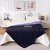 QiyI Waterproof Blanket for Bed Queen Size, Reversible Washable Pet-Friendly Flannel Throw Blanket, Leakproof Stain-Resistant Furniture Protector for Travel & Camping, 60"x80", Dk Purple/Lt Purple