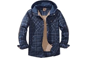 Mr.Stream Men's Cotton Plaid Fleece Lined Work Snap Casual Sherpa Flannel Shirt Jackets