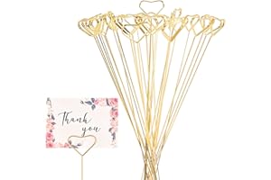 FUSHENMU 30pcs Metal Floral Place Card Holder,Heart Shape Photo Memo Table Number Holder Flower Pick Clips for Floral Arrangemen Wedding Birthday Office