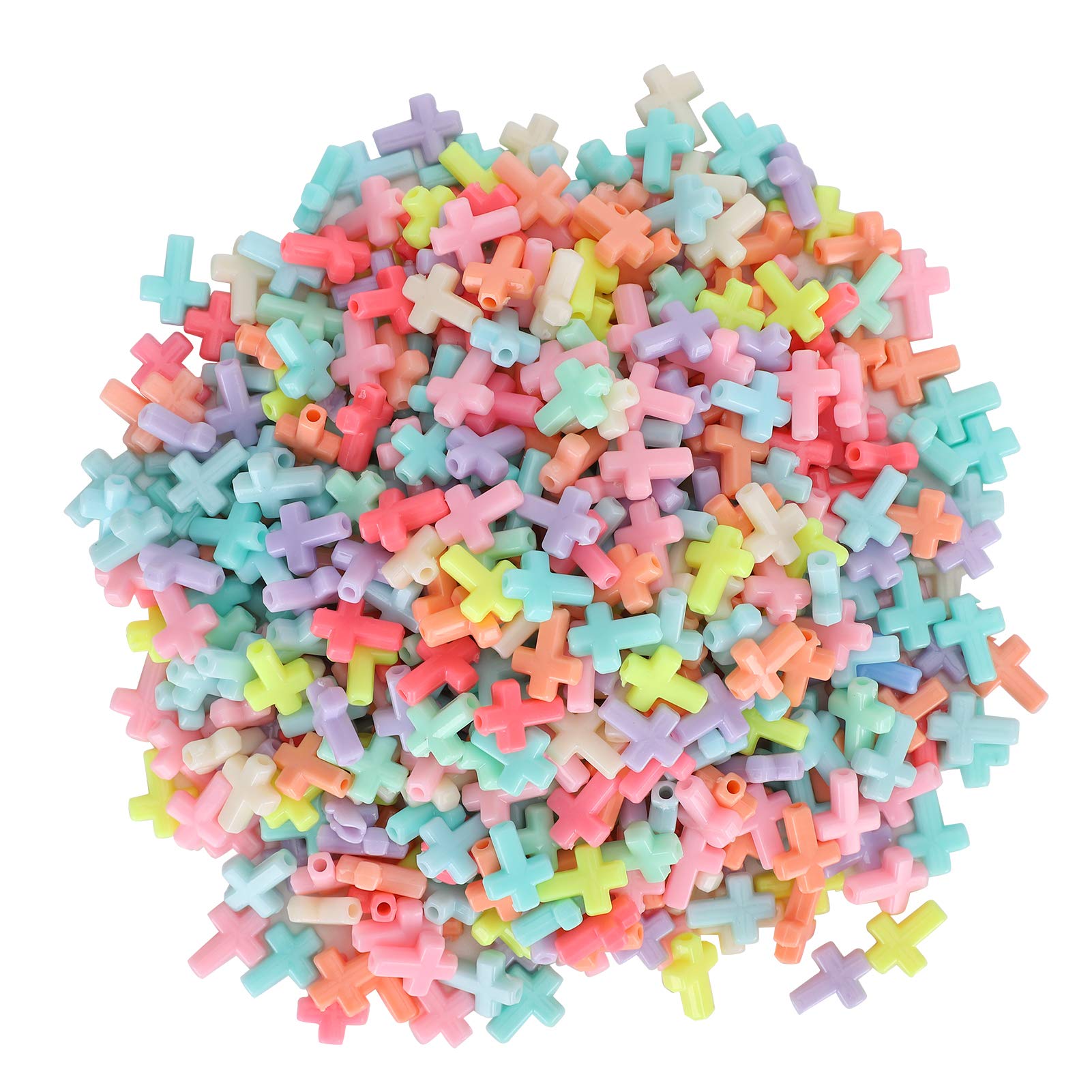 500pcs Cross Beads Acrylic Beads Candy Color Spacer Cross Beads Mixed Color for Crafts DIY Jewelry Making