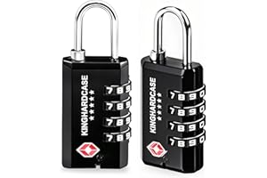 Kinghardcase 2 Pack TSA Approved Gun Locks, 4 Digit Combination Locks for Gun Case, Ammo Box, Rifle Bag, Luggage, Durable Resettable Locks with Locking Hook, Zinc Alloy, Travel Security
