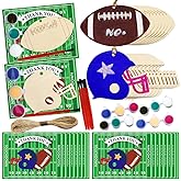 Jekocet ㅤ 24 Pcs Football Party Favor Crafts Football Helmet Wood Slices for Crafts Painting Wooden Ornaments Football Party Decoration