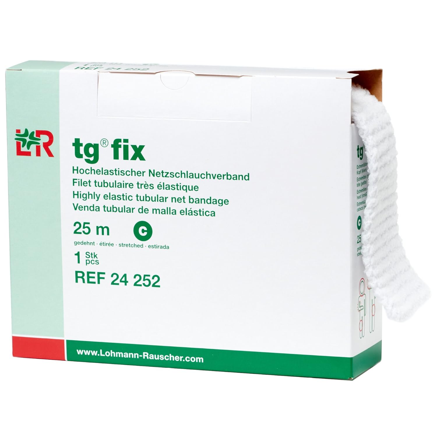 Lohmann & Rauscher tg Fix Net Tubular Bandage, Elastic Net Wound Dressing, Bandage Retainer for Large Extremities, Size C (65.0cm Wide x 25m Long When Stretched): Industrial & Scientific