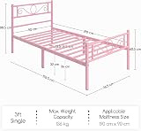 Yaheetech 3ft Single Metal Bed Frame Platform Bed Pink with Scroll Headboard view 9