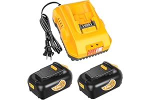 COOMYXIN Genuine Capacity 2-Pack 20V Max Battery Replacement for Dewalt Battery 6.0Ah and DCB112 Charger - OEM Equivalent Capacity, Compatible with 12-20V Batteries and All 20V Dewalt Cordless Tools