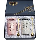 30th Anniversary Wedding Gifts, Pearl Anniversary Wedding Gift 2PCS Happy 30th Weddin-g Anniversar-y Mr Mrs Gift Marble Ceramic Cup Set 14oz, 30t-h Anniversar-y Couple Gifts for Parents, with Giftbox