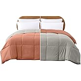 Modern Threads Down Alternative Reversible Comforter Orange Rust/Beige King