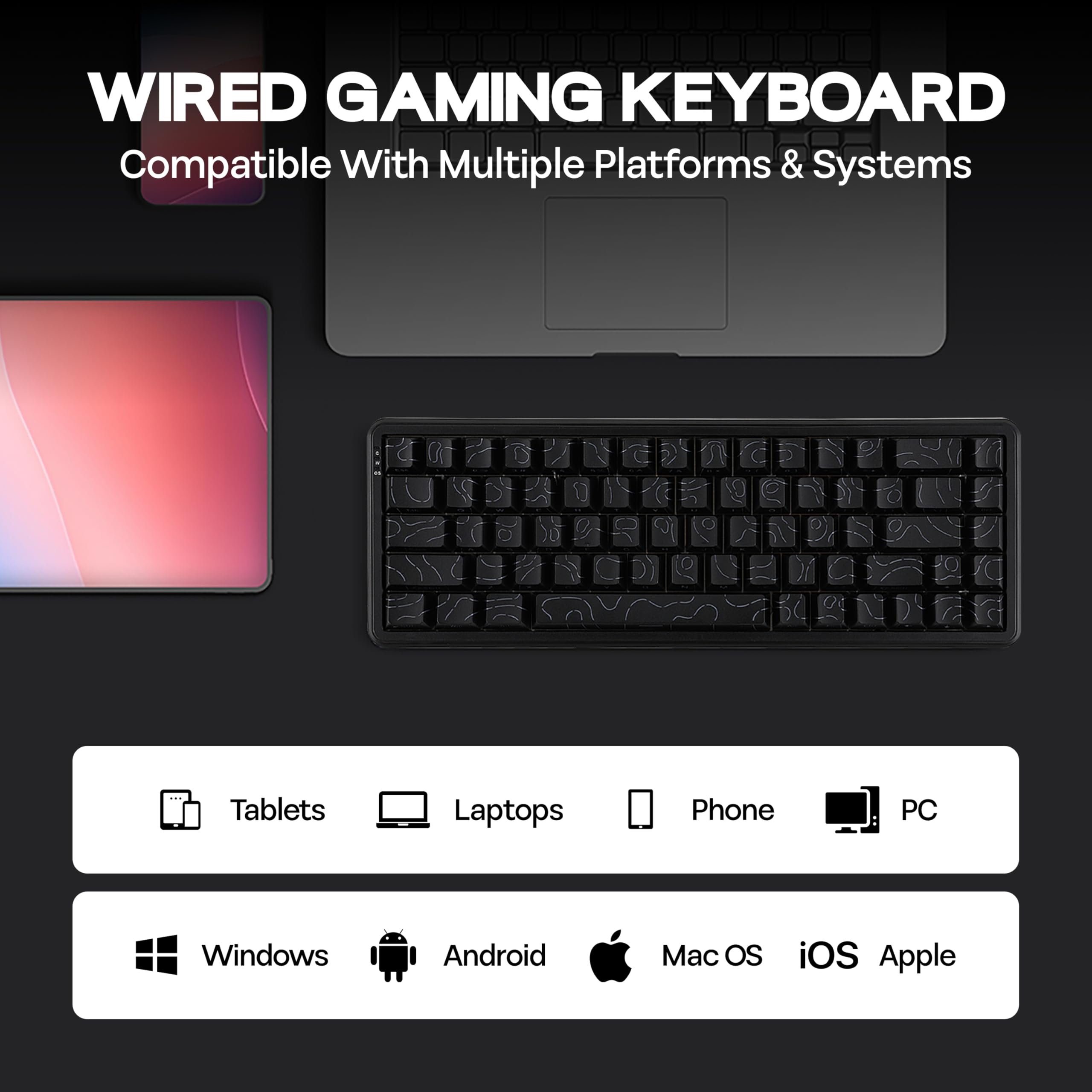 MechLands AK680 MAX Wired Gaming Keyboard with Hall Effect Switch, Rapid Trigger Magnetic Keyboard with 8K Polling Rate, Top Structure, RGB Backlight (Black Contour Line)