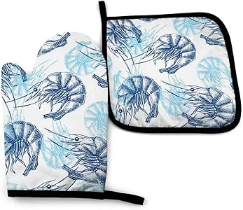 Eliuji Manoplas y agarraderas para Horno de mariscos con Dibujo de