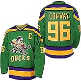 Mighty Ducks Jersey #96 Charlie Conway #99 Adam Banks #33 Greg Goldberg #66 Gordon Bombay Movie Hockey Jersey White Green