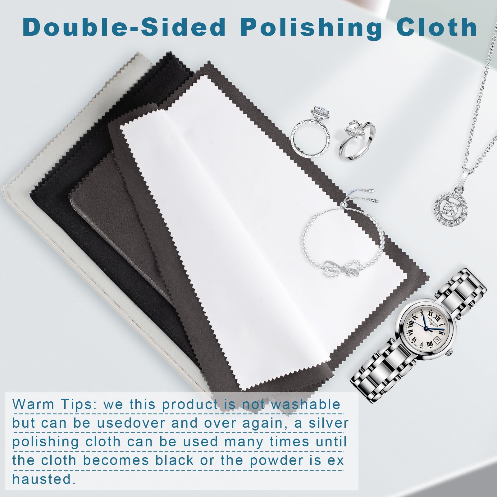 Phinus 3PCS Jewelry Cleaning Cloth, 10'' x 12'' Silver Polishing Cloth Jewelry, 100% Cotton Jewelry Cloth Polishing for Cleaning Gold, Diamonds, Platinum, Gemstones, Coins