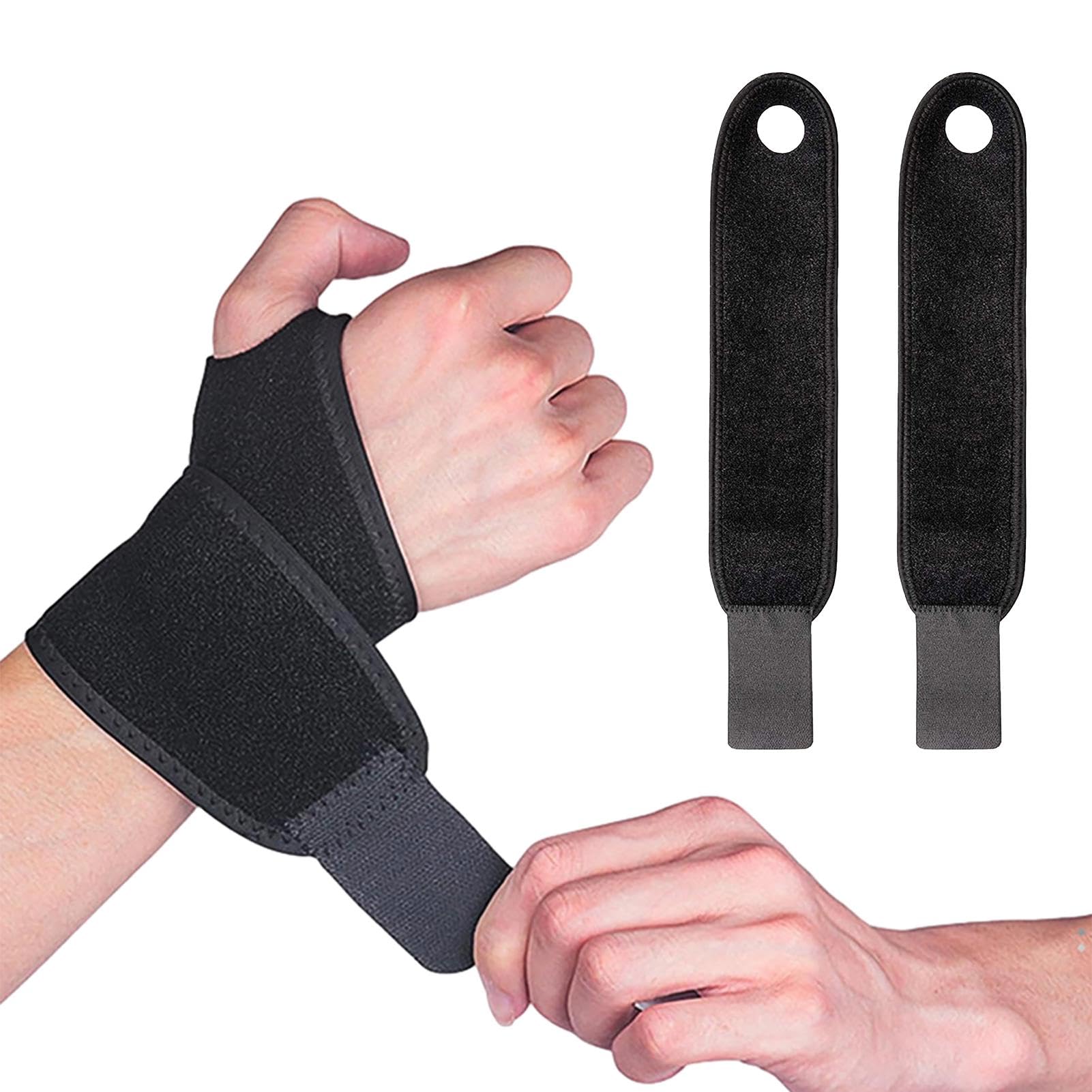 Dynozoom 2 Pcs Wrist Brace,Adjustable Velcro Wrist Band,Carpal Tunnel Wrist Strap for Snug Fit,Compression Wrist Supports for Weightlifting,Wrist Pain Relief,Fitness(Black)