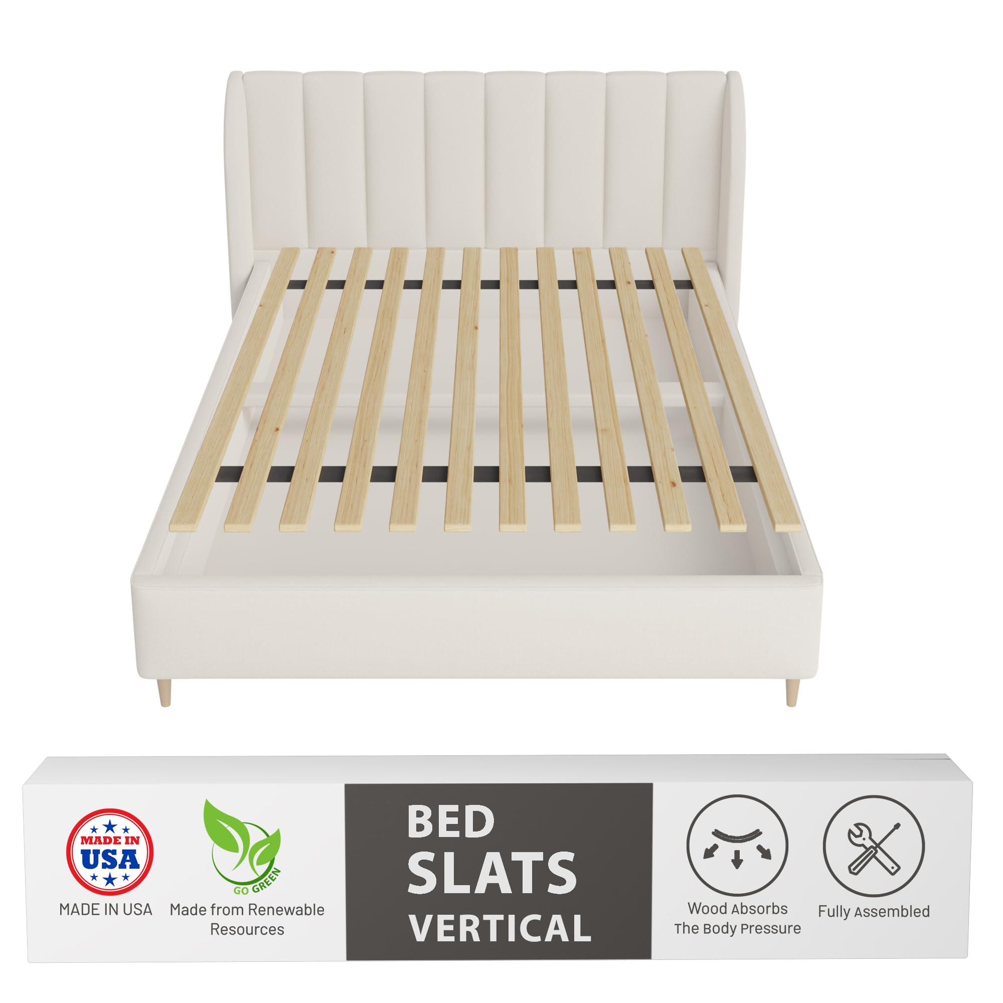 Photo 1 of (SLATS )Greaton, 0.68-Inch Vertical Wooden Bunkie Board/Bed SLATS, Full, Beige