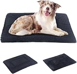BVAGSS Memory Foam Dog Bed Mat 91x58cm Dark Grey Reversible Plush Velvet
