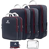 PFEYRPK Lightweight Compression Packing Cubes for Suitcases, Compressible Expandable Travel Packing Organizer with Clear Toiletries and Backpack Bag, Travel Essentials for Carry on Luggage 7 Set