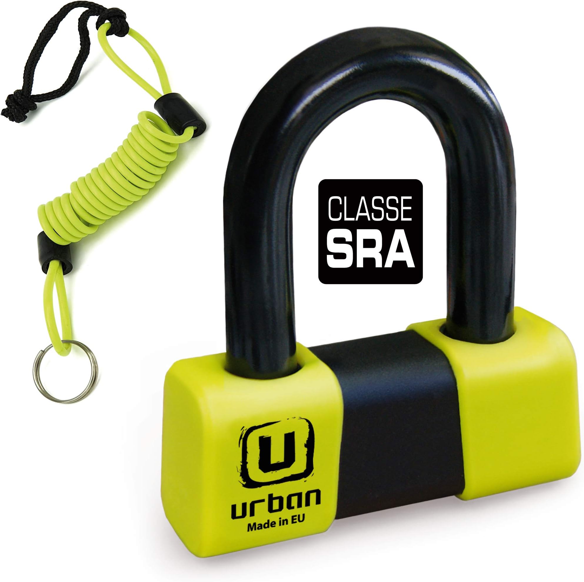 Urban Security U75 SRA Approved Disc Mini U Double Lock Diameter 18 m, Black and Yellow