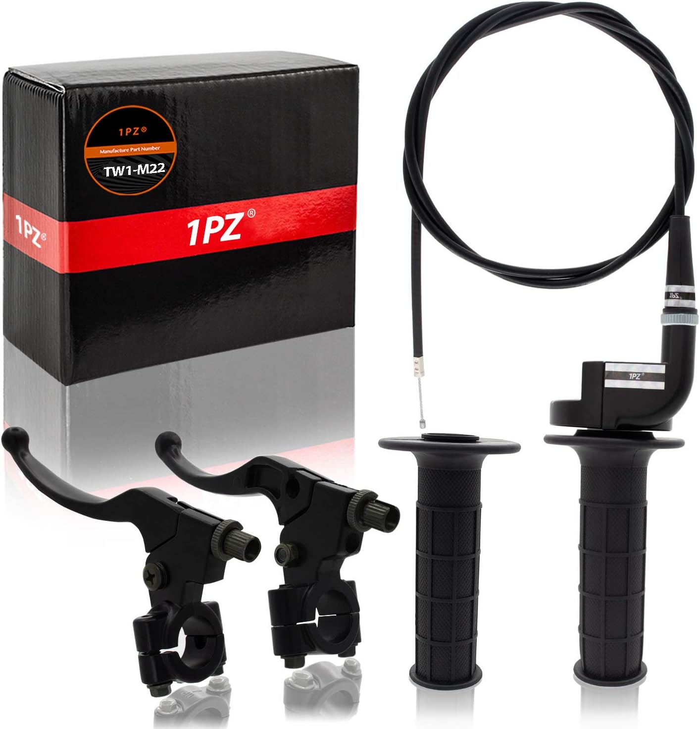 1PZ TW1-M22 7/8" Throttle Handle Grips + Cable + Left Right Clutch Brake Handle Levers for XR80 XR100 CRF70 CRF80 CRF100 Motorcycle Pit Dirt Bike Baja Mini Bike